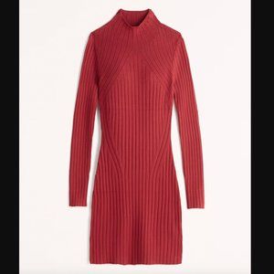 Abercrombie Long Sleeve Mockneck Red Mini Sweater Dress with tags